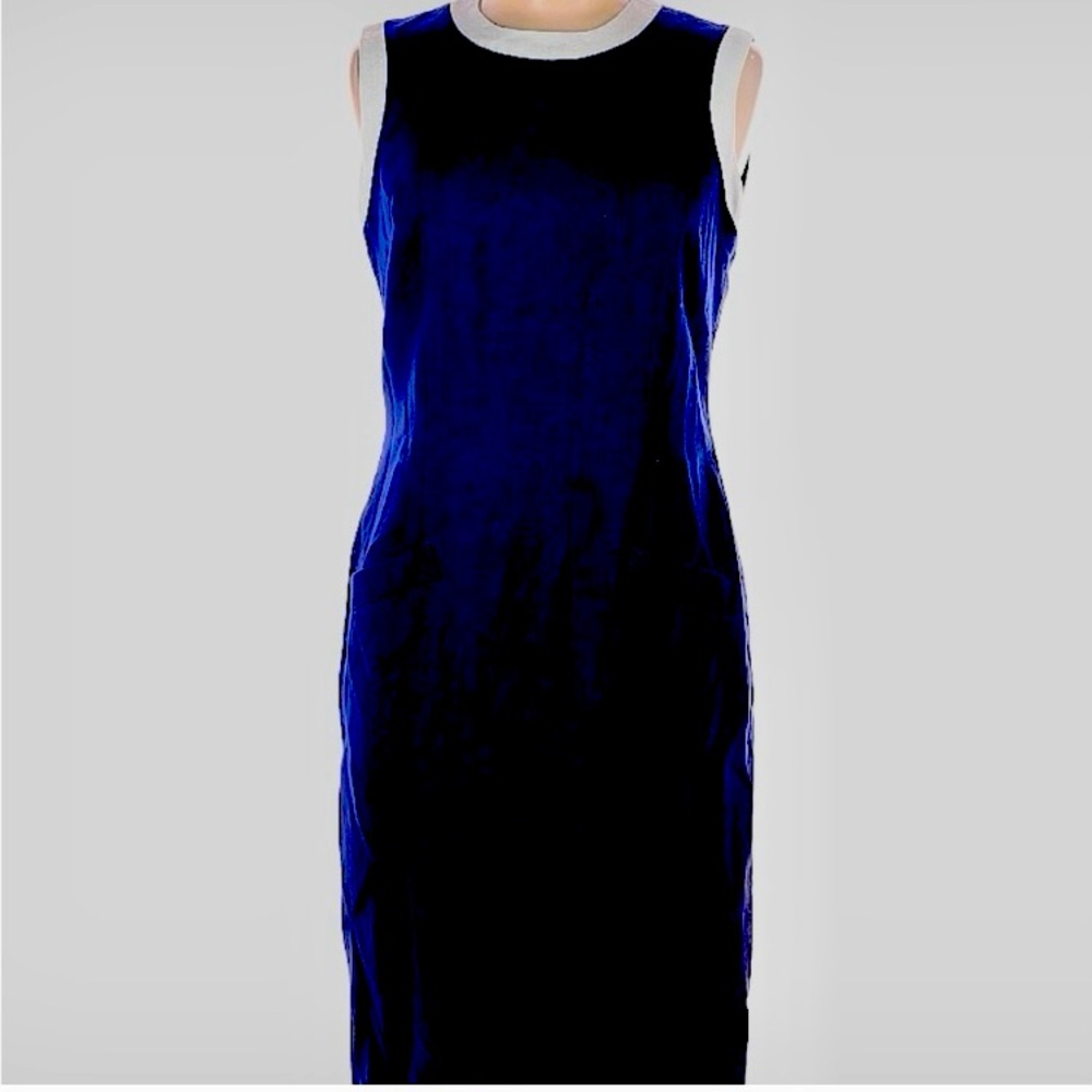 Navy & White Midi  Sheath Dress 6